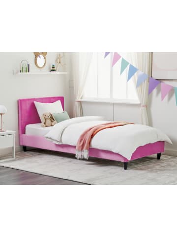 Beliani Kinderbett FITOU in Rosa/Dunkler Holzfarbton - (W) 100 x (H) 87 x (L) 214 cm