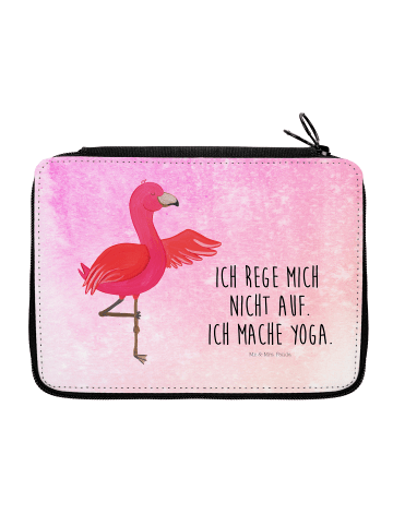 Mr. & Mrs. Panda Federmappe Flamingo Yoga mit Spruch in Aquarell Pink
