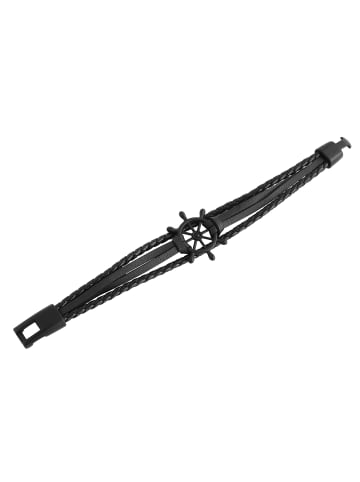 Adeliás Unisex Armband aus Leder 21 cm in schwarz