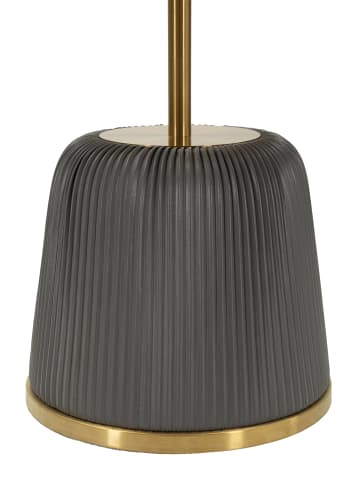 Mauro Ferretti Couchtisch aus goldfarbenem Metall und grauem, plissiertem Kunstleder, Ø 40×55