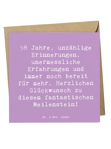 Mr. & Mrs. Panda Einladungskarte Spruch 98. Geburtstag mit Spruch in Lavendeltraum