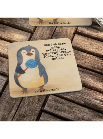 Mr. & Mrs. Panda Tischuntersetzer Pinguin Lolli Design mit Spruch in Weiß