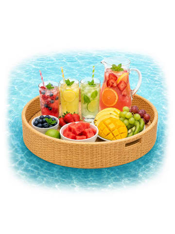 relaxdays Schwimmendes Tablett in Natur - (H)20 x Ø60 cm