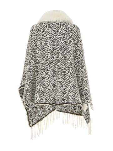 CHANI Damen Poncho in Wollweiss Schwarz