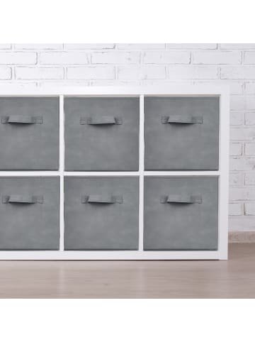 relaxdays 12 x Aufbewahrungsbox in Hellgrau - (B)28 x (H)26,5 x (T)28 cm