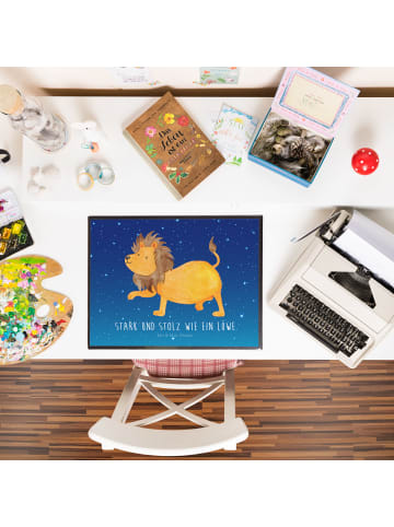 Mr. & Mrs. Panda Schreibunterlage Sternzeichen Löwe mit Spruch in Sternenhimmel Blau