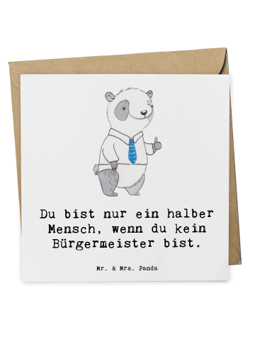 Mr. & Mrs. Panda Klappkarte Bürgermeister Herz mit Spruch in Weiß