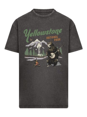 F4NT4STIC Oversize T-Shirt US National Parks Yellowstone Bear Playing Banjo in schwarz