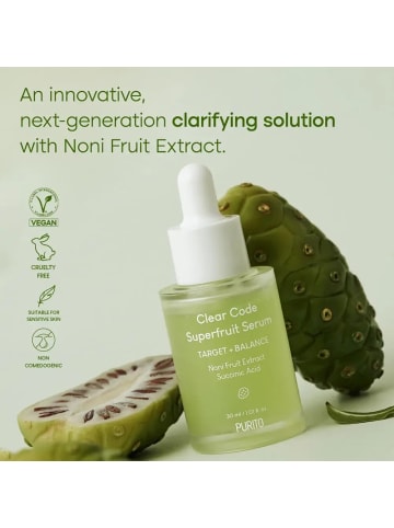 PURITO Gesichtsserum Clear Code Superfruit Serum, 30 ml