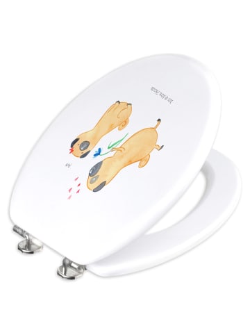 Mr. & Mrs. Panda Toilettendeckel Mops Verliebt ohne Spruch in Weiß