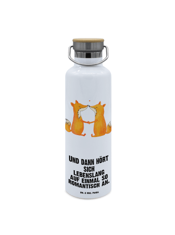 Mr. & Mrs. Panda Wasserflasche Füchse Liebe mit Spruch in Weiß