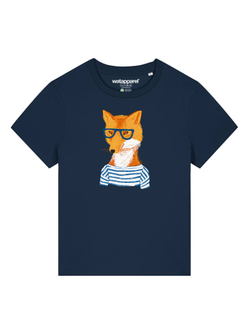 wat? Apparel T-Shirt Fuchs in Dunkelblau