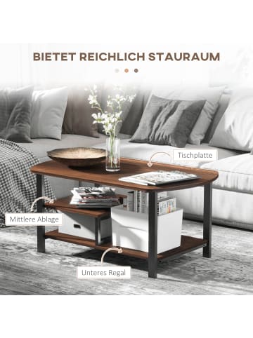 HOMCOM Couchtisch-100L x 60B x 46H cm-Braun