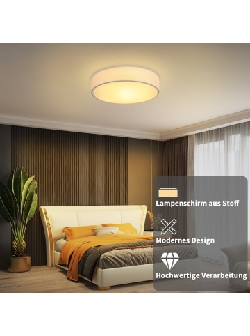 ZMH Deckenleuchte in Weiß 1-flammige E27 Rund Modern Stoff Ø30CM