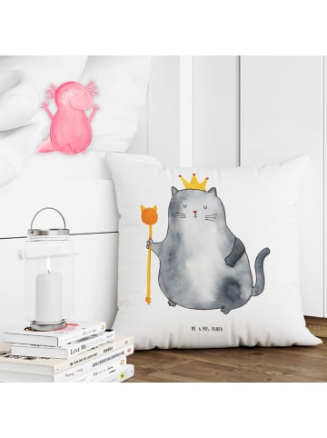 Mr. & Mrs. Panda kissen bedruckt Katze König ohne Spruch in Weiß