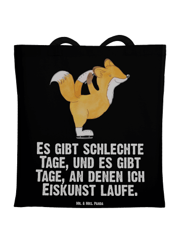 Mr. & Mrs. Panda Shopping Tasche Fuchs Eiskunstläufer mit Spruch in Schwarz