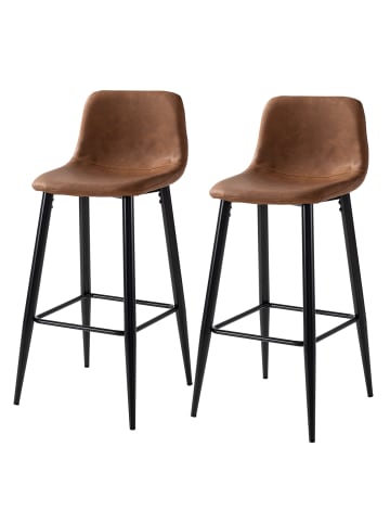home24 home24 Barstuhl (2er Set) - Braun - Kunstleder & Metall - 44.0 x 101.0 x 50.0 cm in Braun