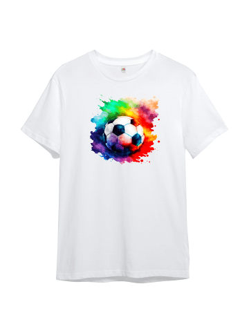PAULGOS Kinder T-Shirt, Bunter Fußball 1 in Weiss
