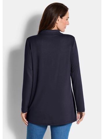 GOLDNER Kurzgröße:  Halbarm Blusenshirt mit Hemdkragen in marine