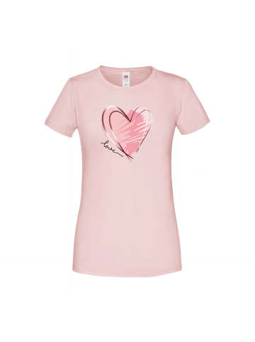 PAULGOS Damen T-Shirt, Love-Herz in Rosa