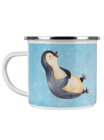 Mr. & Mrs. Panda becher emaille Pinguin Lachen ohne Spruch in Eisblau