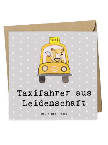 Mr. & Mrs. Panda Deluxe Karte Taxifahrer Leidenschaft mit Spruch in Grau Pastell