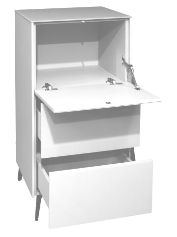 58 aufm Kessel KOMMODE Elfi 52x42x104 Hochglanz Kreidegrau/Glas Kreidegrau