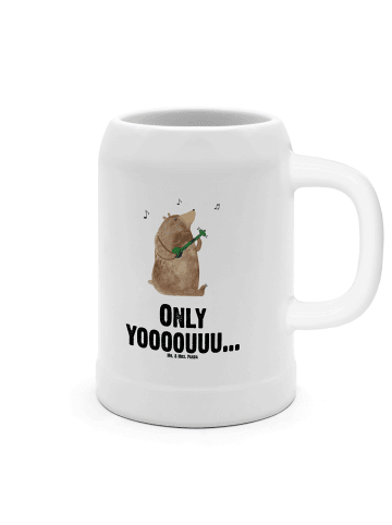 Mr. & Mrs. Panda Bier Seidel Bär Gitarre mit Spruch in Weiß