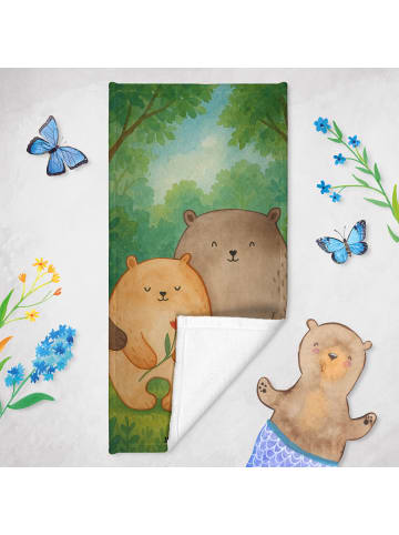 Mr. & Mrs. Panda Badehandtuch Bären Liebe Design ohne Spruch in Weiß