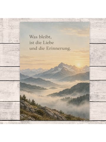 Mr. & Mrs. Panda Trauerspruchkarte Berg ruhig Design mit Spruch in Weiß