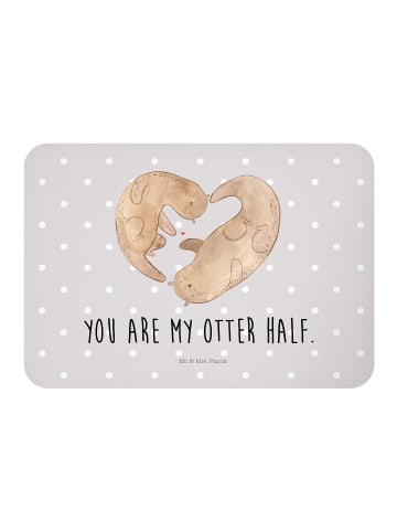 Mr. & Mrs. Panda Magnet Otter Herz mit Spruch in Grau Pastell