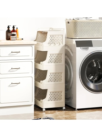 COSTWAY Rollwagen faltbar 44,5 x 30 x 74,5 cm in Beige