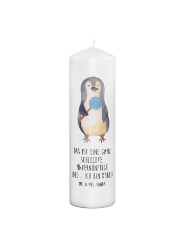 Mr. & Mrs. Panda Kerze Pinguin Lolli mit Spruch in Weiß