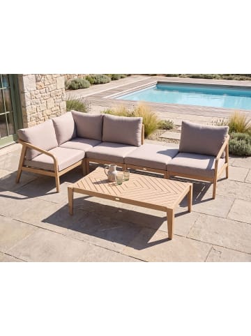 Beliani 6-tlg Sitzgruppe RIVELLO in Braun/Beige