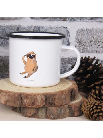 Mr. & Mrs. Panda XL Emaille Tasse Faultier Vogel ohne Spruch in Weiß