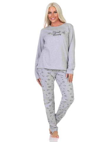 NORMANN Schlafanzug Pyjama langarm Sterne Optik - 88020 in grau