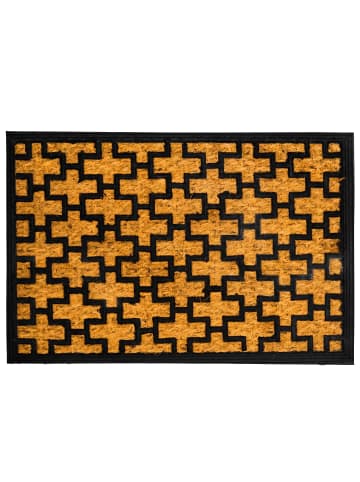 relaxdays Fußmatte "Gitterstruktur" in Natur/ Schwarz - 60 x 40 cm