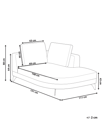 Beliani Chaiselongue MARUM in Beige/Schwarz - (W) 111 x (H) 88 x (L) 151 cm