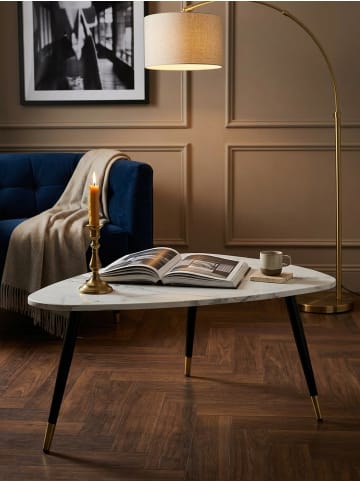 KADIMA DESIGN Couchtisch 90x60x41 cm mit Marmor Optik , Dreibein in Weiß