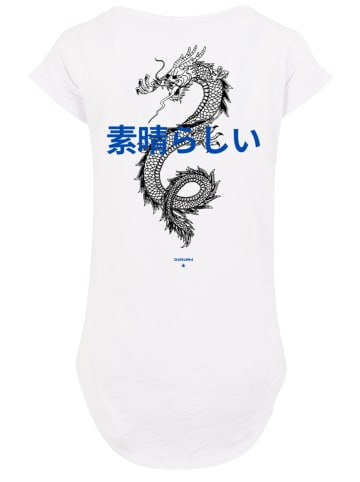 F4NT4STIC Damen T-Shirt Lang PLUS SIZE Dragon Drache Japan in weiß