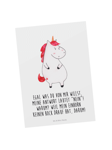 Mr. & Mrs. Panda Grußkarte Einhorn Wut mit Spruch in Weiß