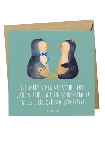 Mr. & Mrs. Panda Deluxe Karte 11. Hochzeitstag Stahlhochzeit mit... in Meeresbrise