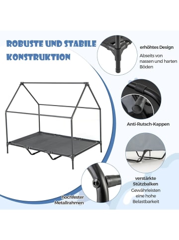 COSTWAY 2 in 1 erhöhtes Hundebett Outdoor 84 x 132 x 114 cm in Grau