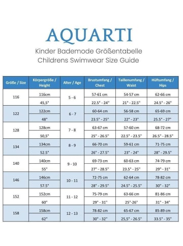 Aquarti Mädchen Badeanzug mit Ringerrücken Print in blau Modell 3