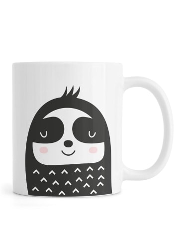 Juniqe Tasse "Happy Sloth" in Schwarz & Weiß