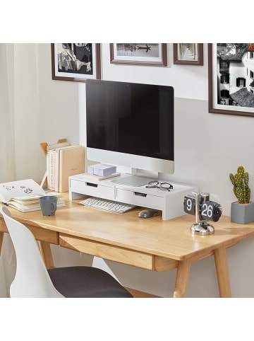 SoBuy Monitorerhöhung in Weiß - (B)60-107 x (H)11 x (T)22cm