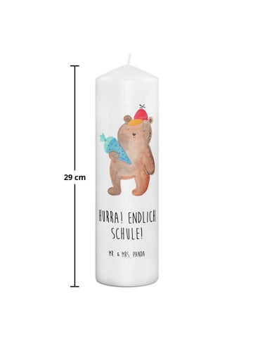 Mr. & Mrs. Panda Kerze Bär Schultüte mit Spruch in Weiß