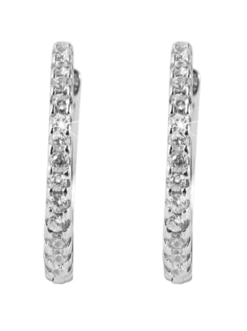 Adeliás Damen Ohrringe – Klappcreole aus 925 Silber mit Zirkonia in silber