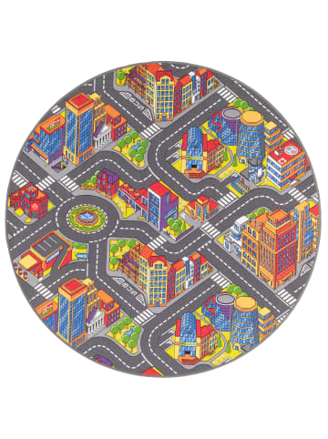 Snapstyle Kinderteppich Big City 3D Rund in bunt