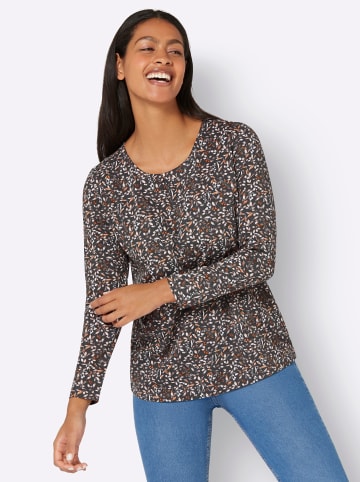 Sieh an! Langarm-Shirt in schwarz-rostrot-bedruckt